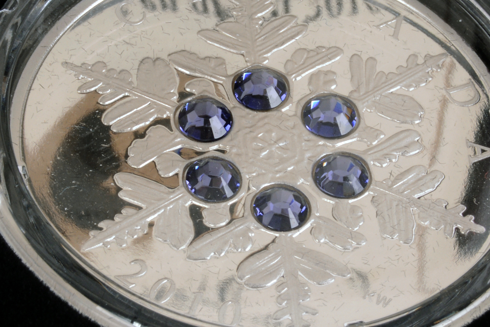 2010 Royal Canadian Mint "Crystal Snowflake"  Swarovski Crystal Silver Coin