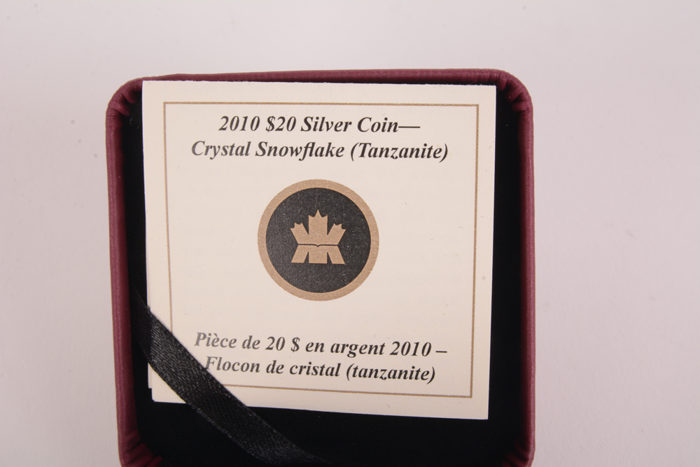 2010 Royal Canadian Mint "Crystal Snowflake"  Swarovski Crystal Silver Coin