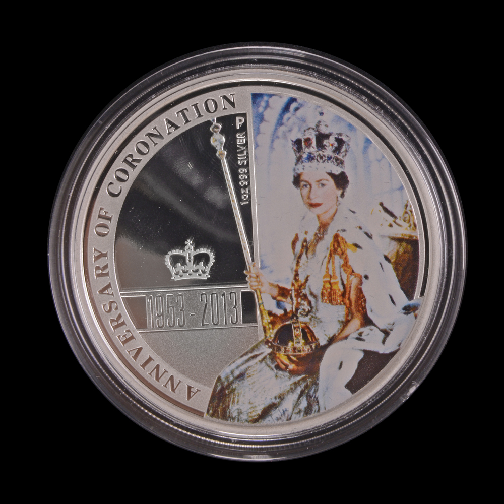 2013 Perth Mint Queen Elizabeth II "Anniversary of Coronation"  Colorized Silver Coin