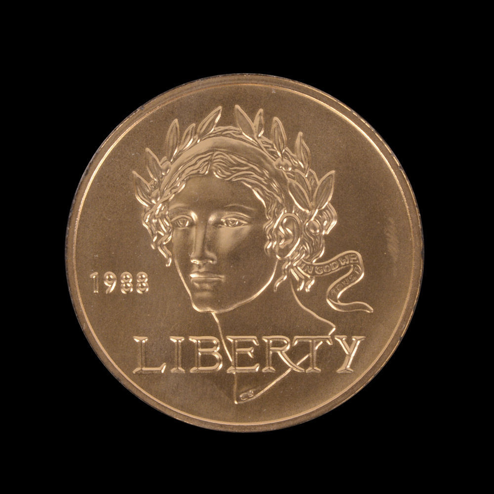 1988-W Olympic Liberty Five Dollar Gold Proof Signed by Engraver MS-69