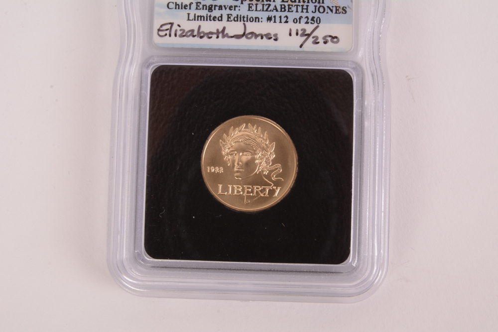 1988-W Olympic Liberty Five Dollar Gold Proof Signed by Engraver MS-69