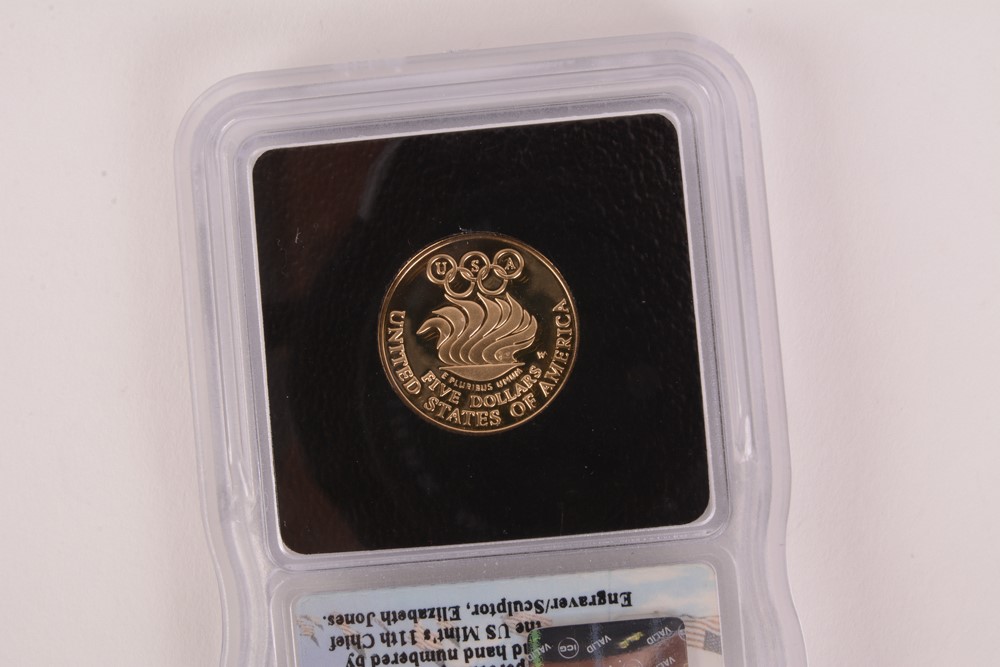 1988-W Olympic Liberty Five Dollar Gold Cameo Signed by Engraver MS-70