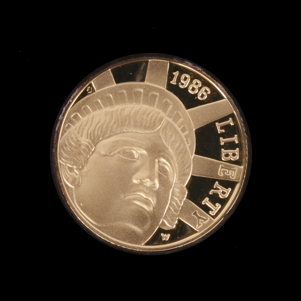 1986-W Statue of Liberty Five Dollar Gold Cameo Signed by Engraver MS-70