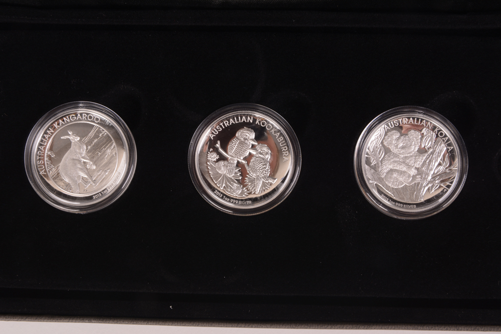 2013 Perth Mint Australian High Relief Proof Cameo Three Coin Collection