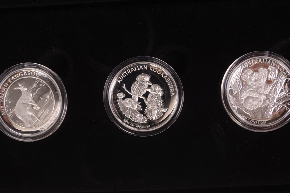 2013 Perth Mint Australian High Relief Proof Cameo Three Coin Collection