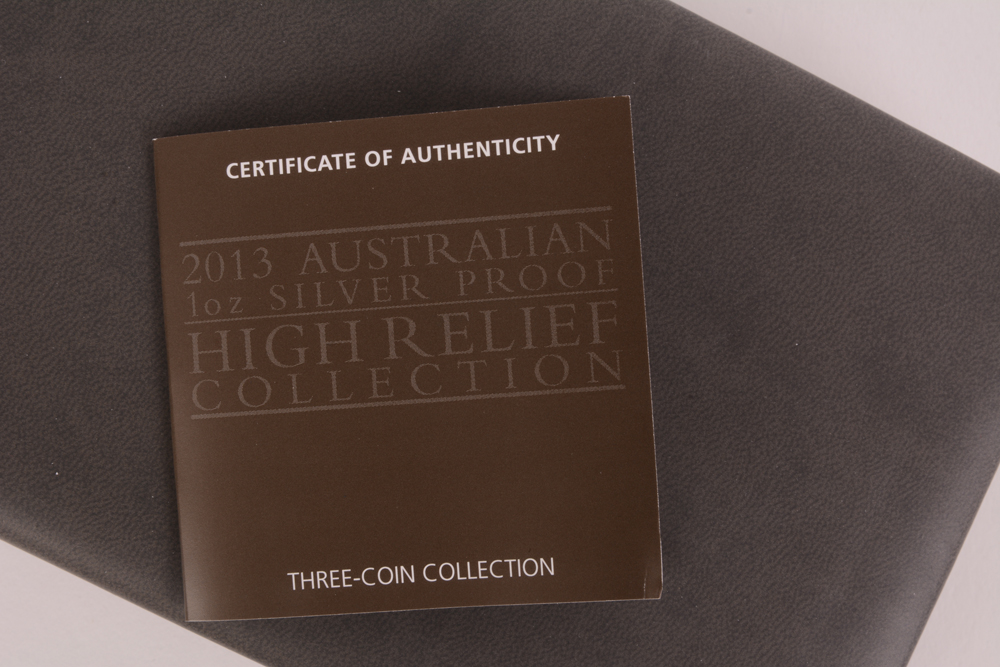 2013 Perth Mint Australian High Relief Proof Cameo Three Coin Collection