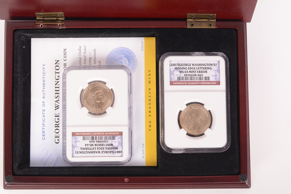 2007 George Washington Gold Dollar Error Coins