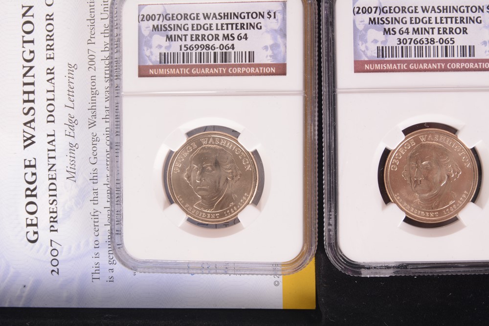 2007 George Washington Gold Dollar Error Coins