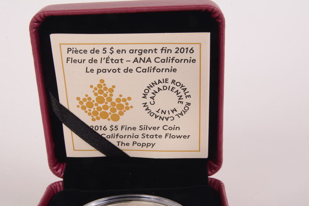 2016 Royal Canadian Mint California State Flower "The Poppy" Silver Proof Coin