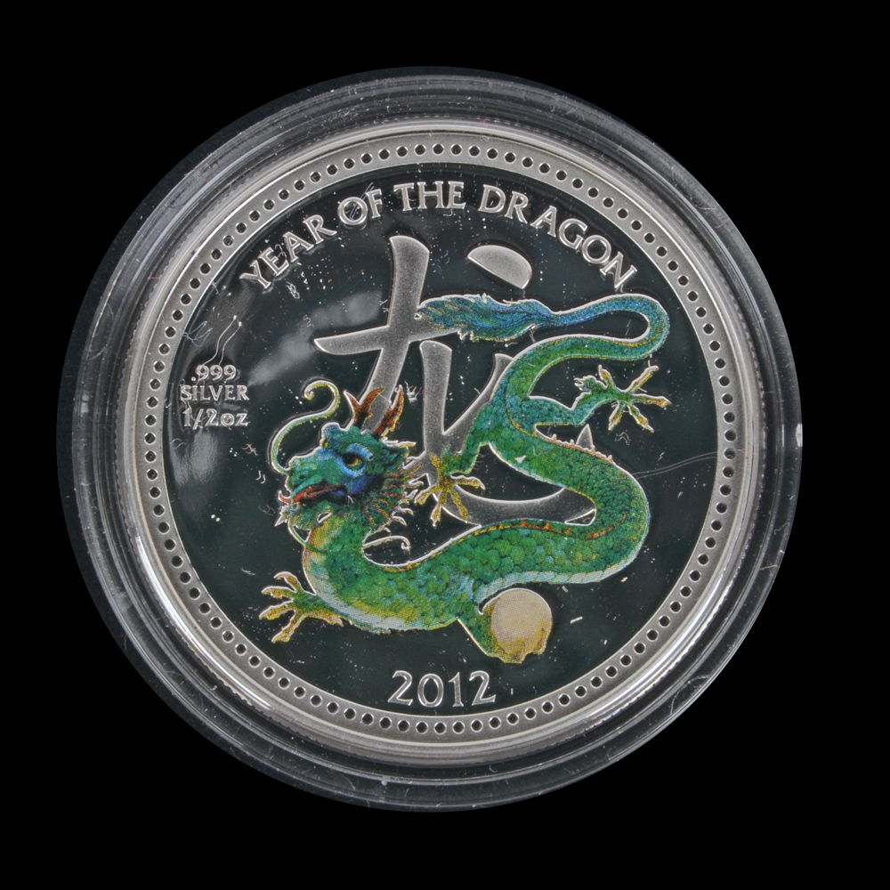 2012 New Zealand Mint "Year of the Dragon" Colorized Silver Proof Coin