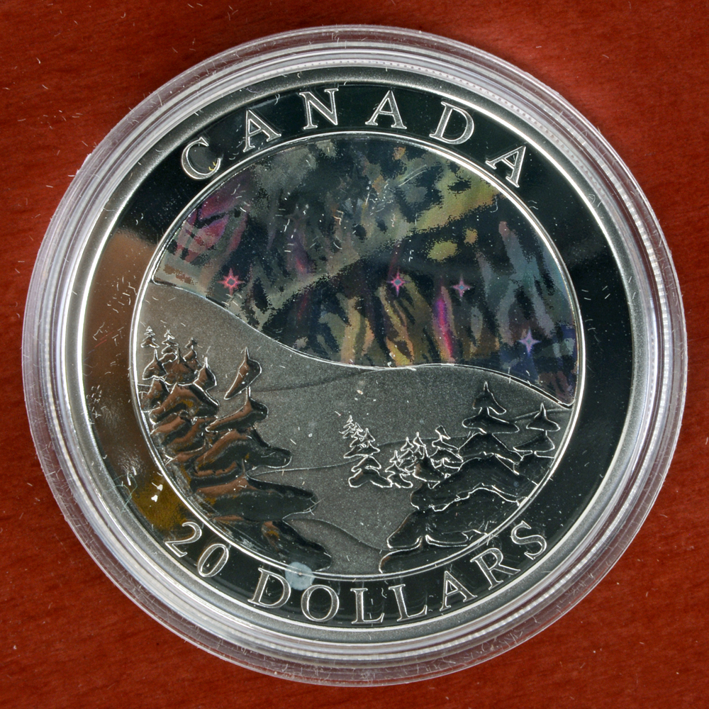 2004 Royal Canadian Mint  Northern Lights Holographic Silver Coin