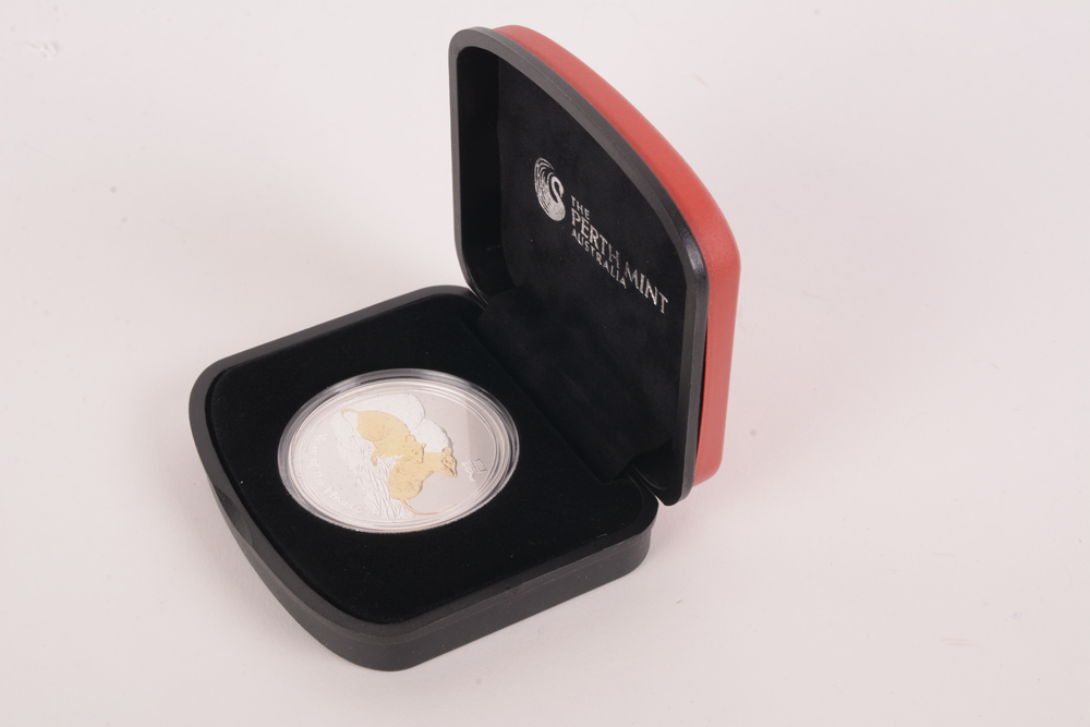 2008 Perth Mint "Year of the Mouse" Gold Gilded Silver Proof Coin