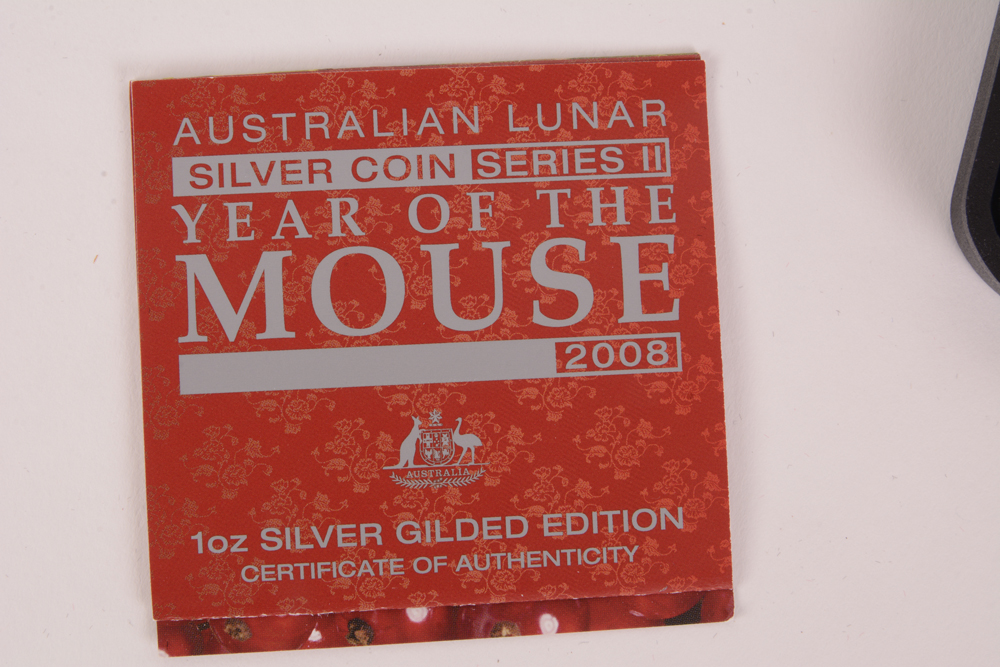 2008 Perth Mint "Year of the Mouse" Gold Gilded Silver Proof Coin