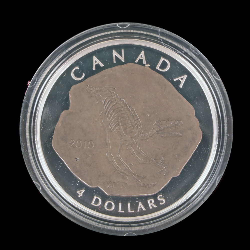 2010 Royal Canadian Mint Giants of Prehistory "Dromaeosaurus" Colorized Silver Coin