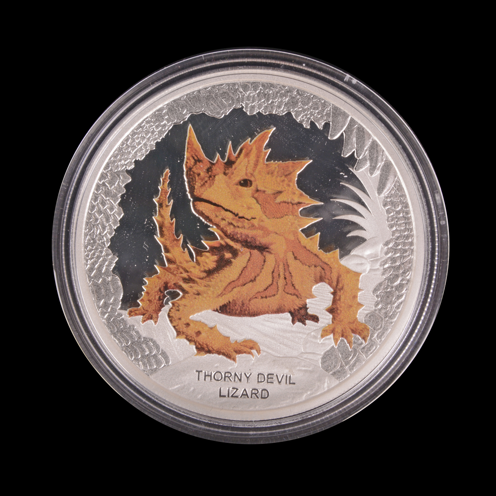 2014 Perth Mint "Thorny Devil Lizard" Colorized Silver Coin