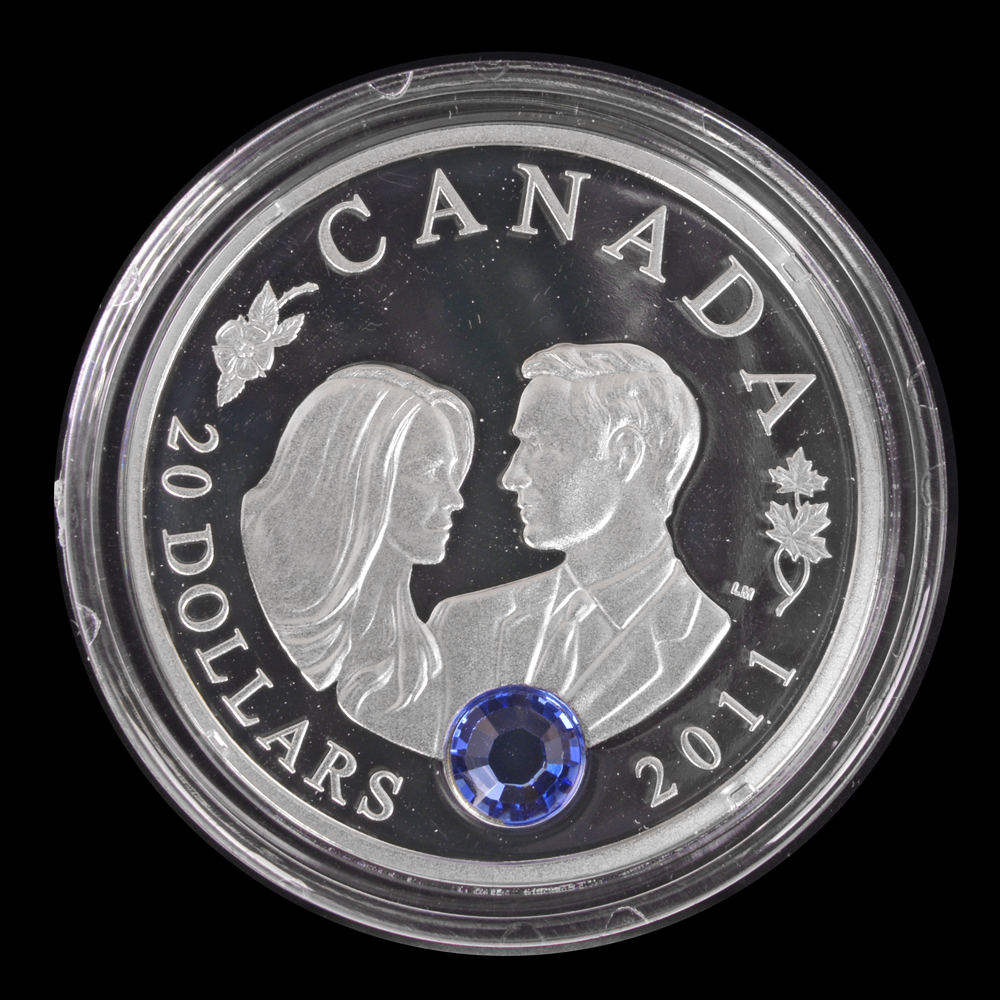 2011 Royal Canadian Mint "The Royal Wedding" Silver Proof Coin with Swarovski Crystal