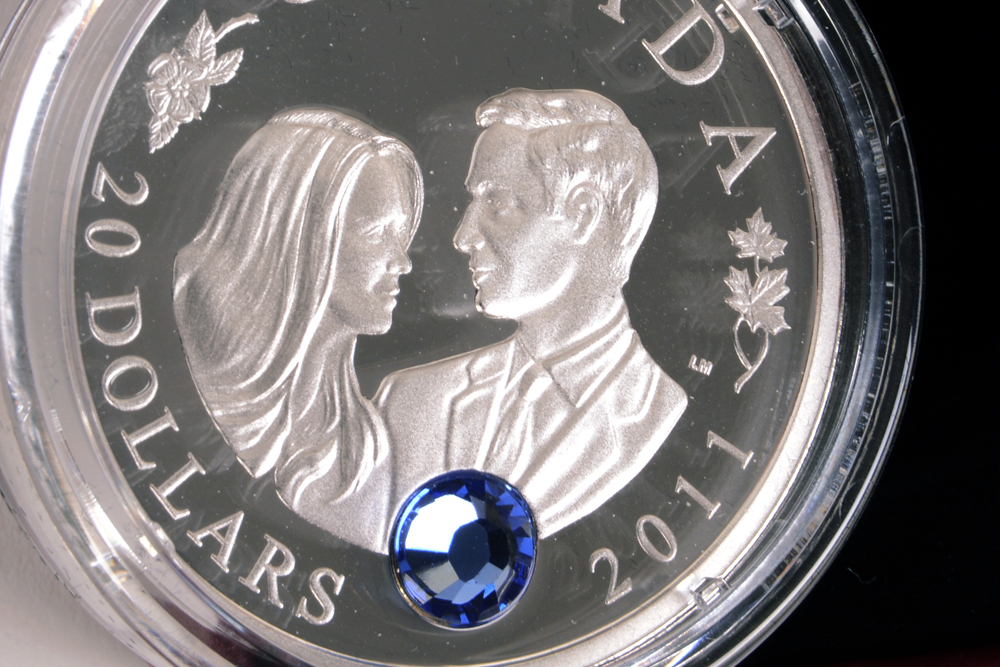 2011 Royal Canadian Mint "The Royal Wedding" Silver Proof Coin with Swarovski Crystal