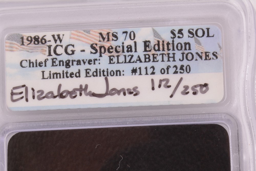 1986-W Statue of Liberty Five Dollar Gold Proof Signed by Engraver MS-69