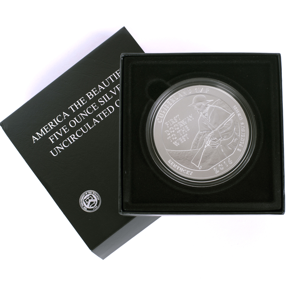2016 America The Beautiful "Cumberland Gap" Five Ounce Silver Uncirculated Coin