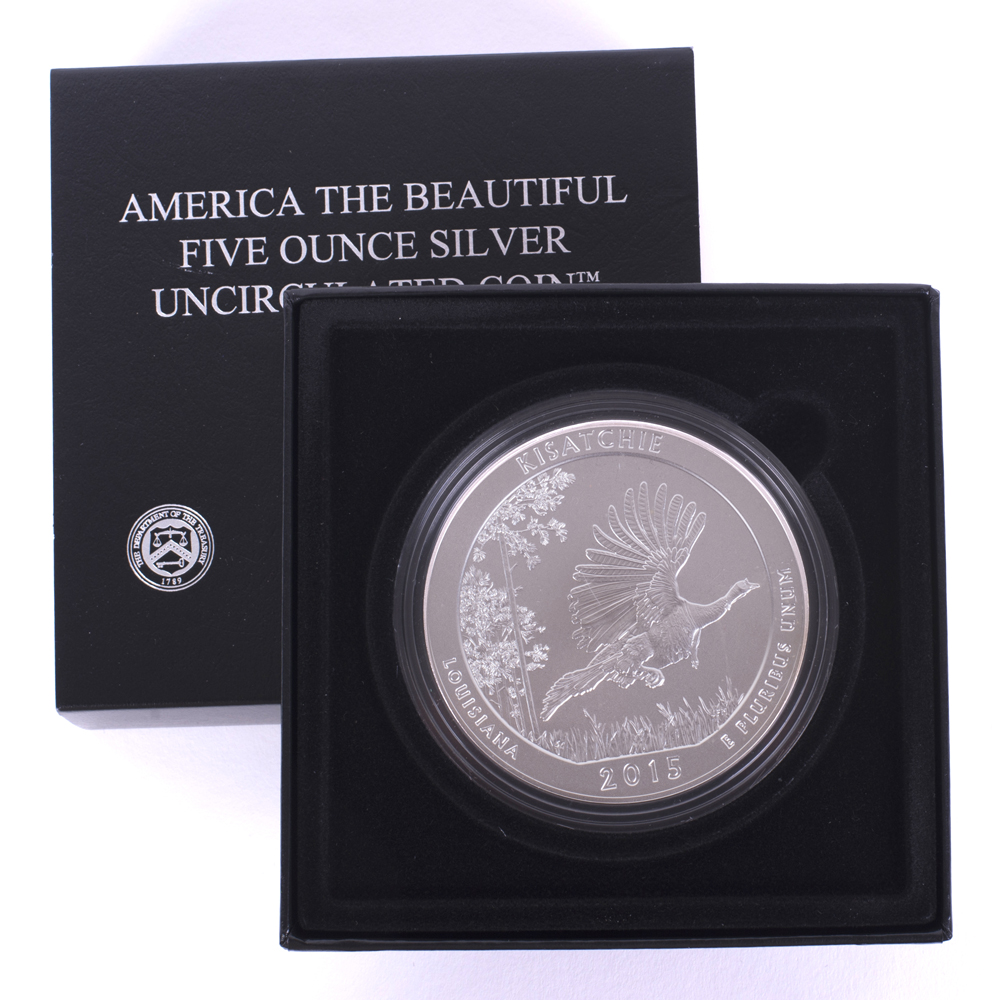 2015 America The Beautiful "Kisatchie National Forest" Five Ounce Silver Uncirculated Coin