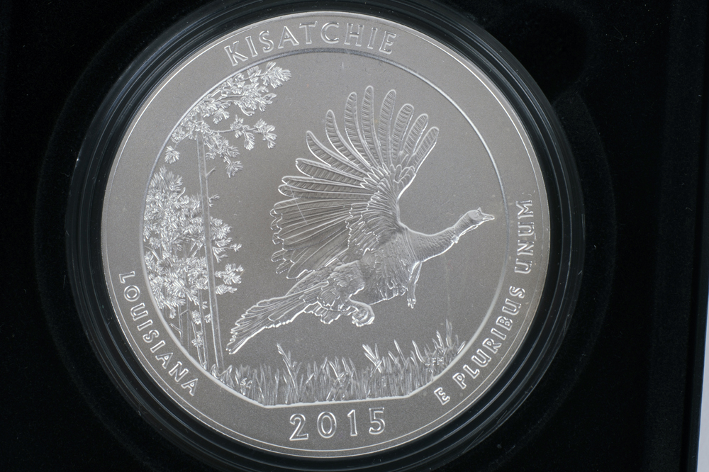 2015 America The Beautiful "Kisatchie National Forest" Five Ounce Silver Uncirculated Coin
