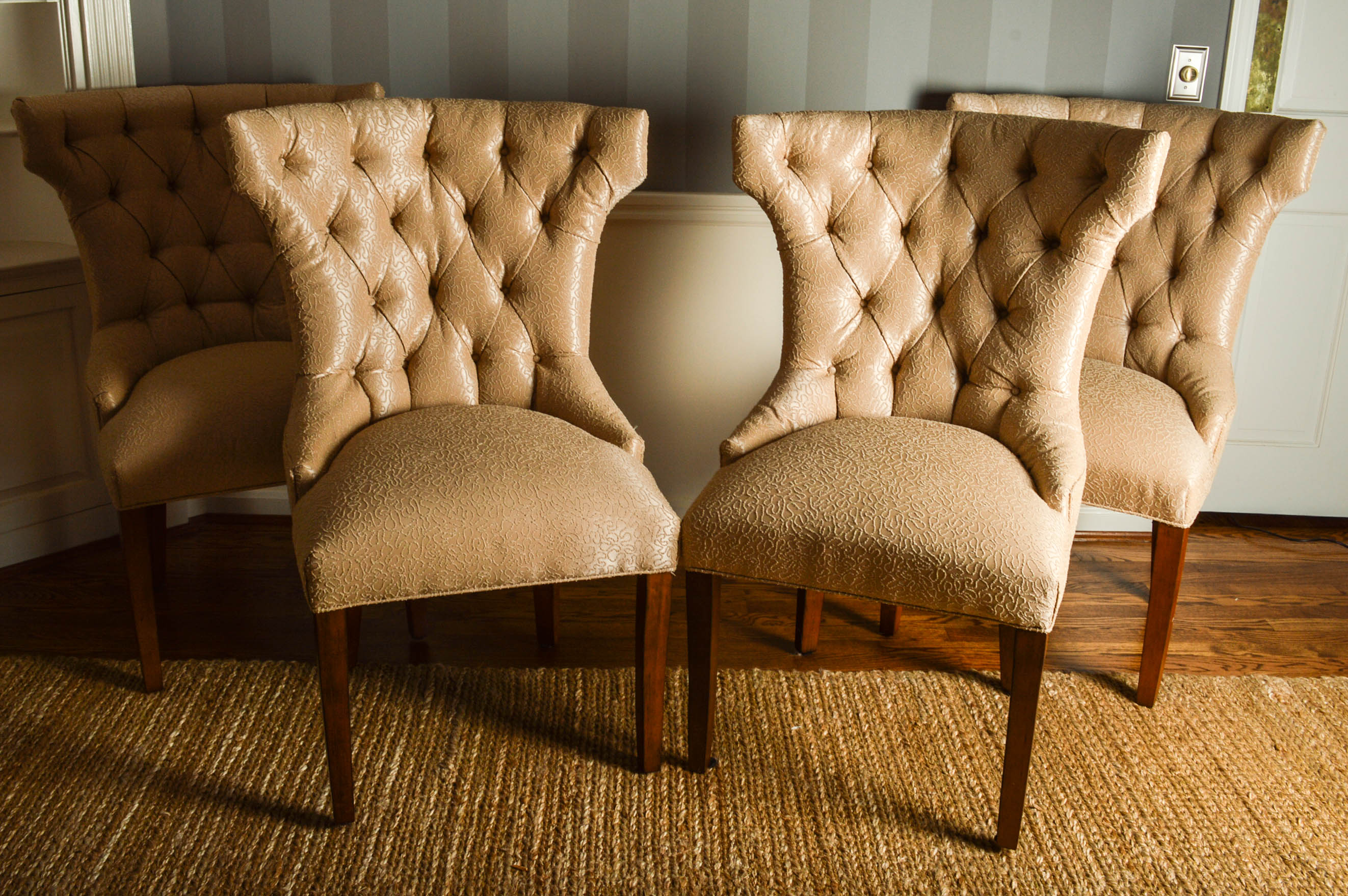 Four Button Tufted Upholstered Dining Chairs