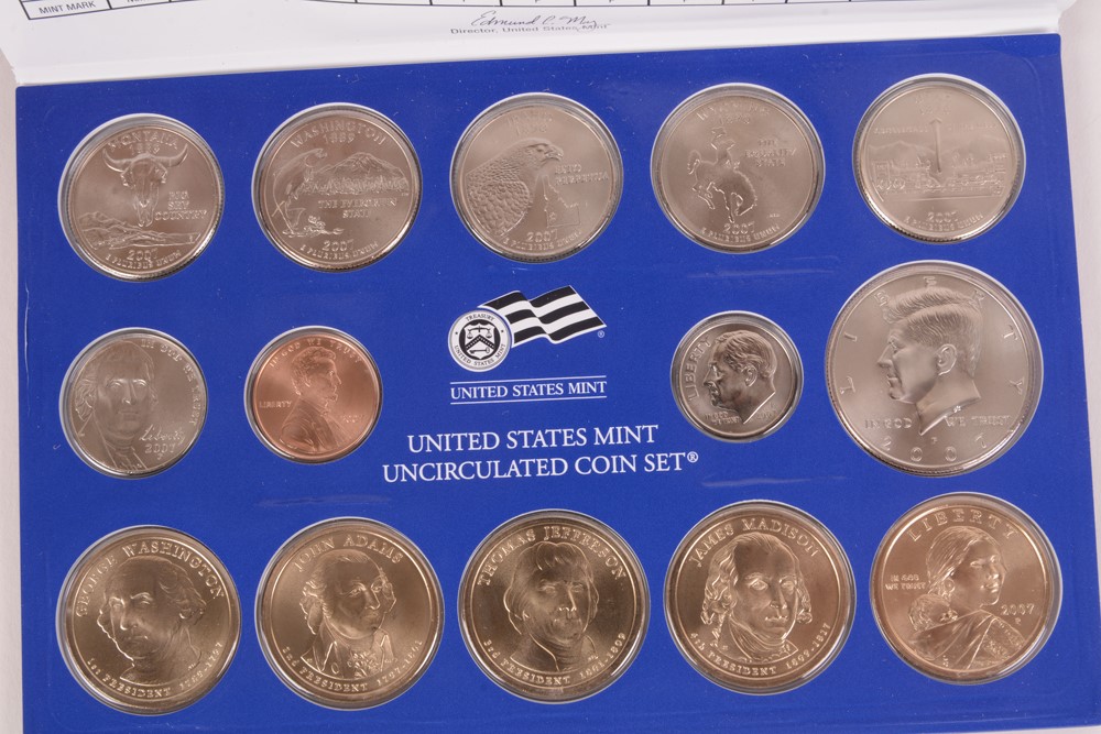 Seven 2007 United States Mint Uncirculated Coin Sets