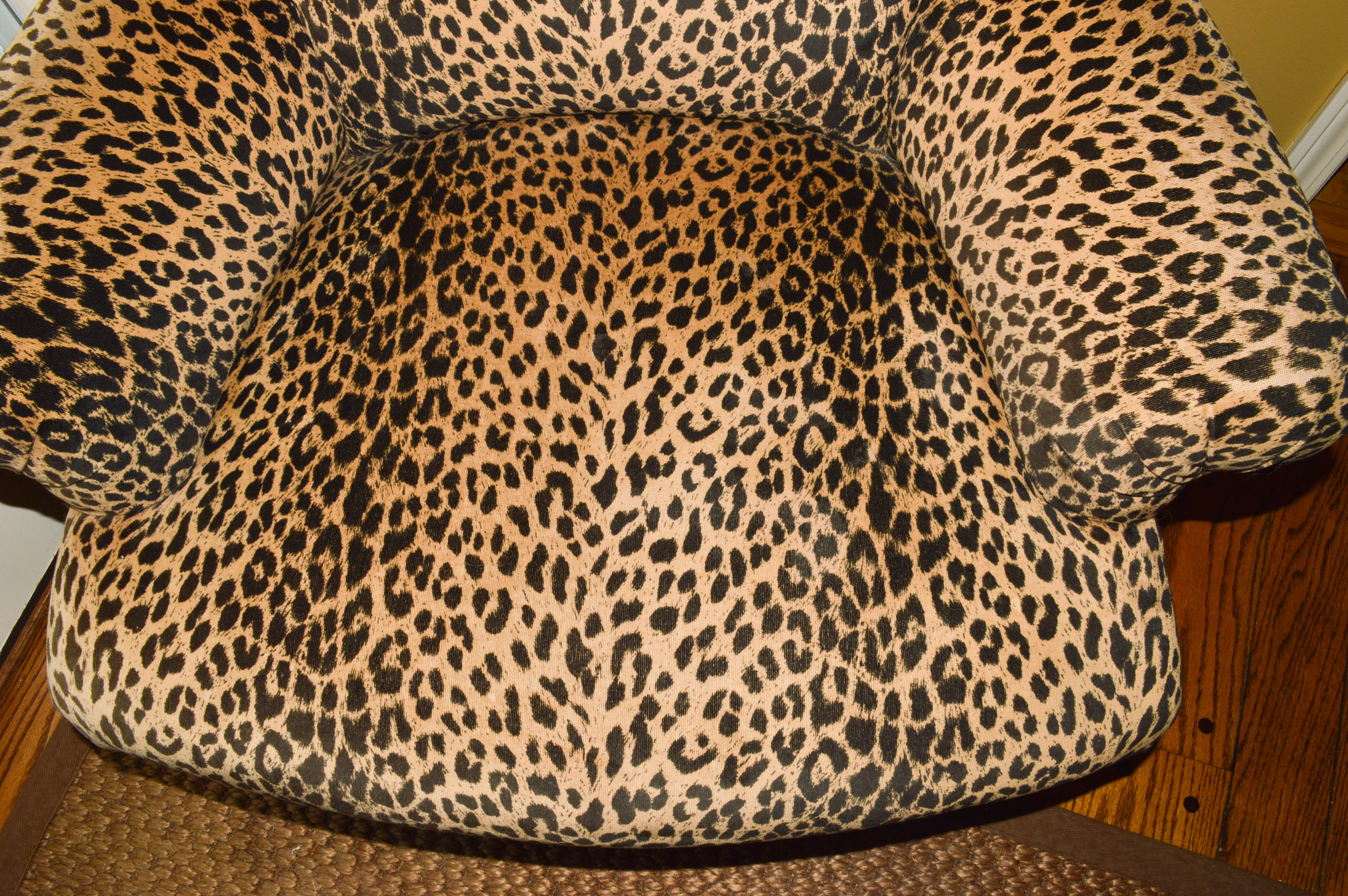 Leopard Print Armchair and Ottoman