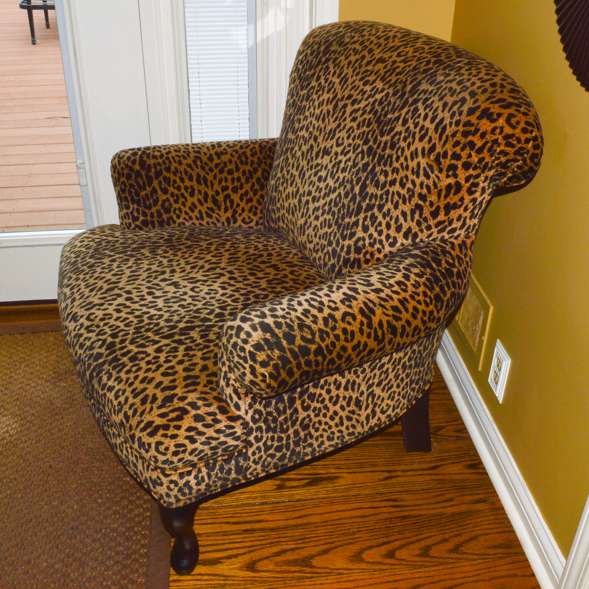 Leopard Print Armchair and Ottoman