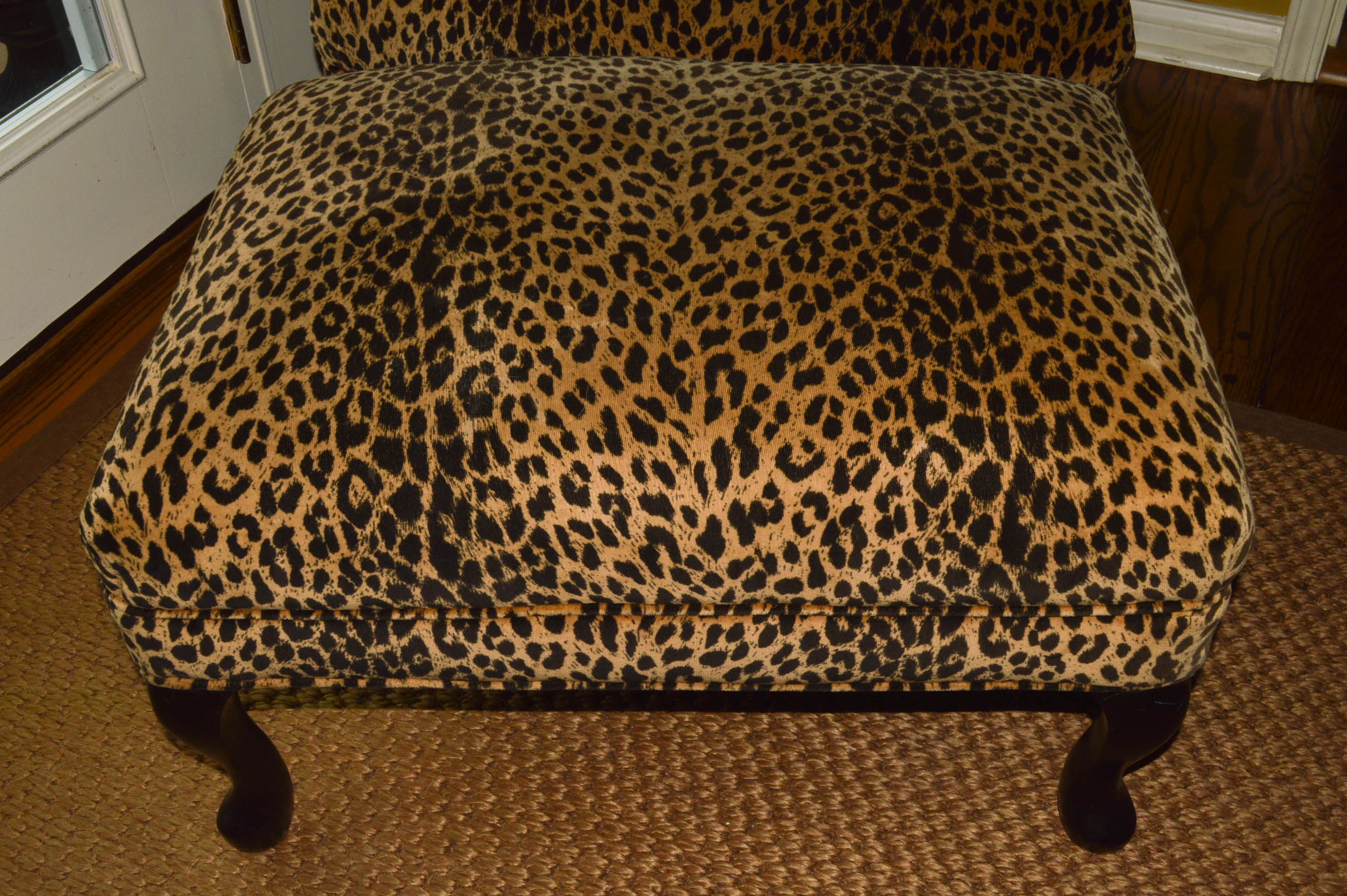 Leopard Print Armchair and Ottoman