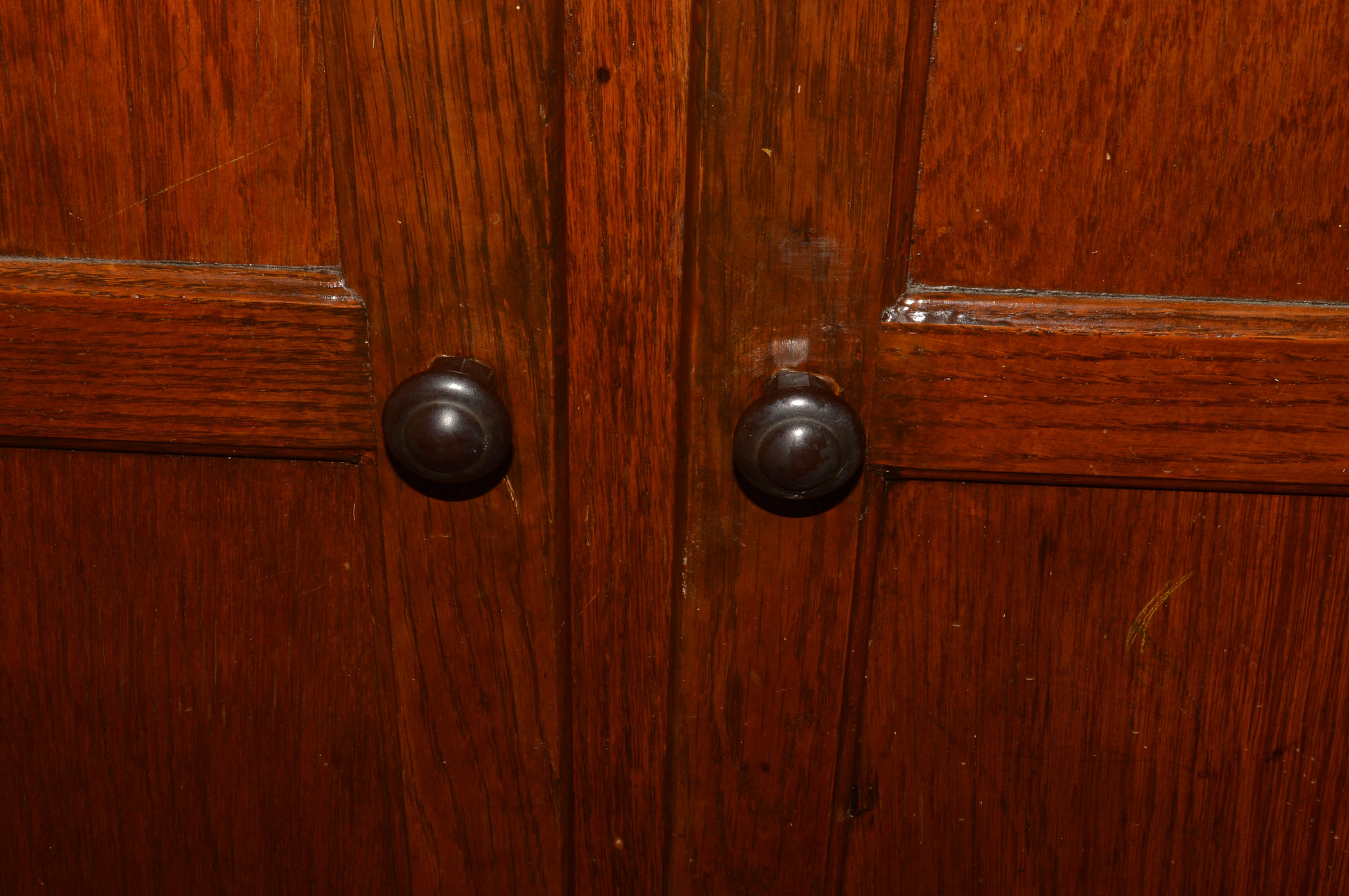 Mission Style Dark Stained Oak Cabinet