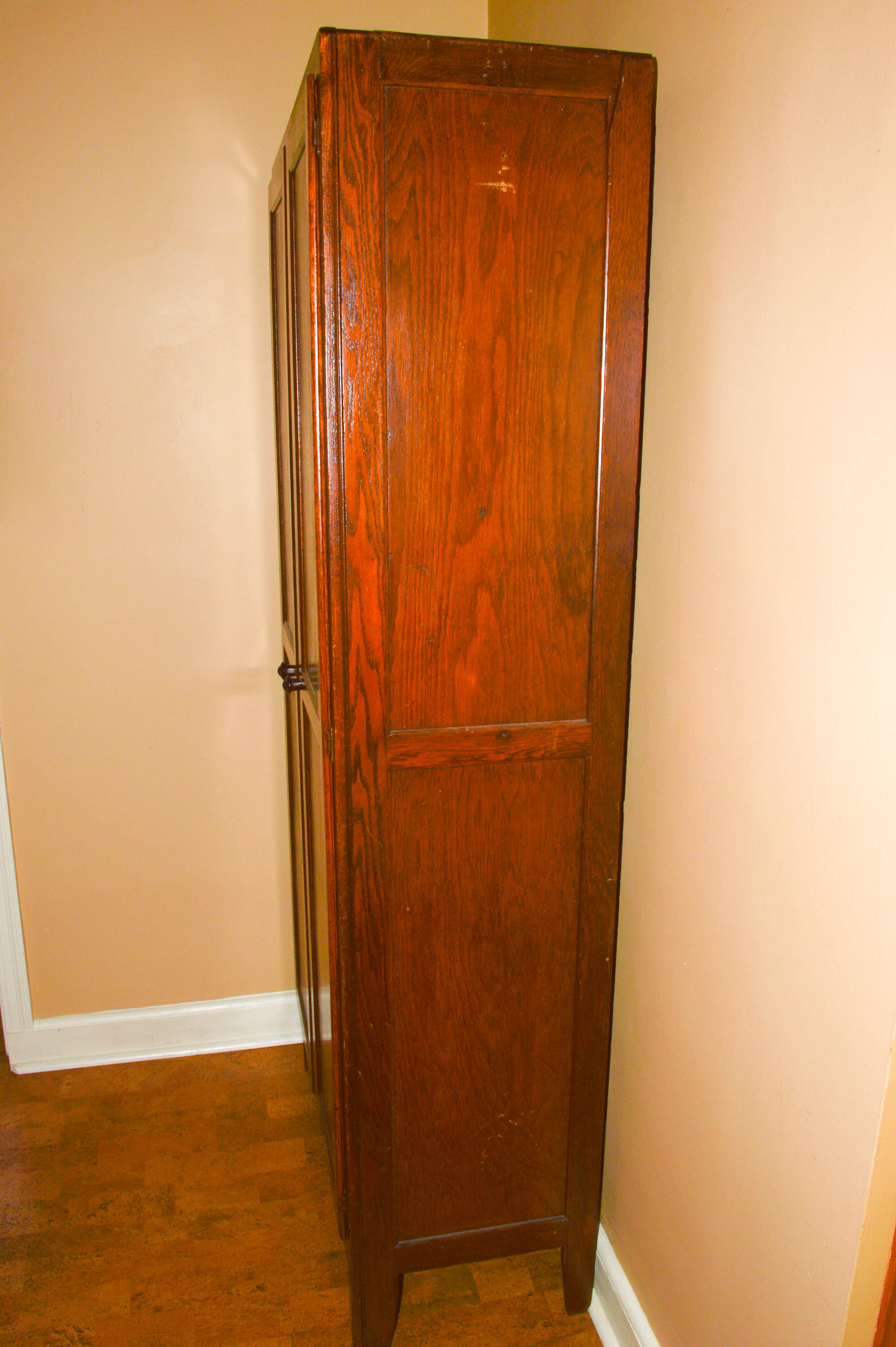 Mission Style Dark Stained Oak Cabinet