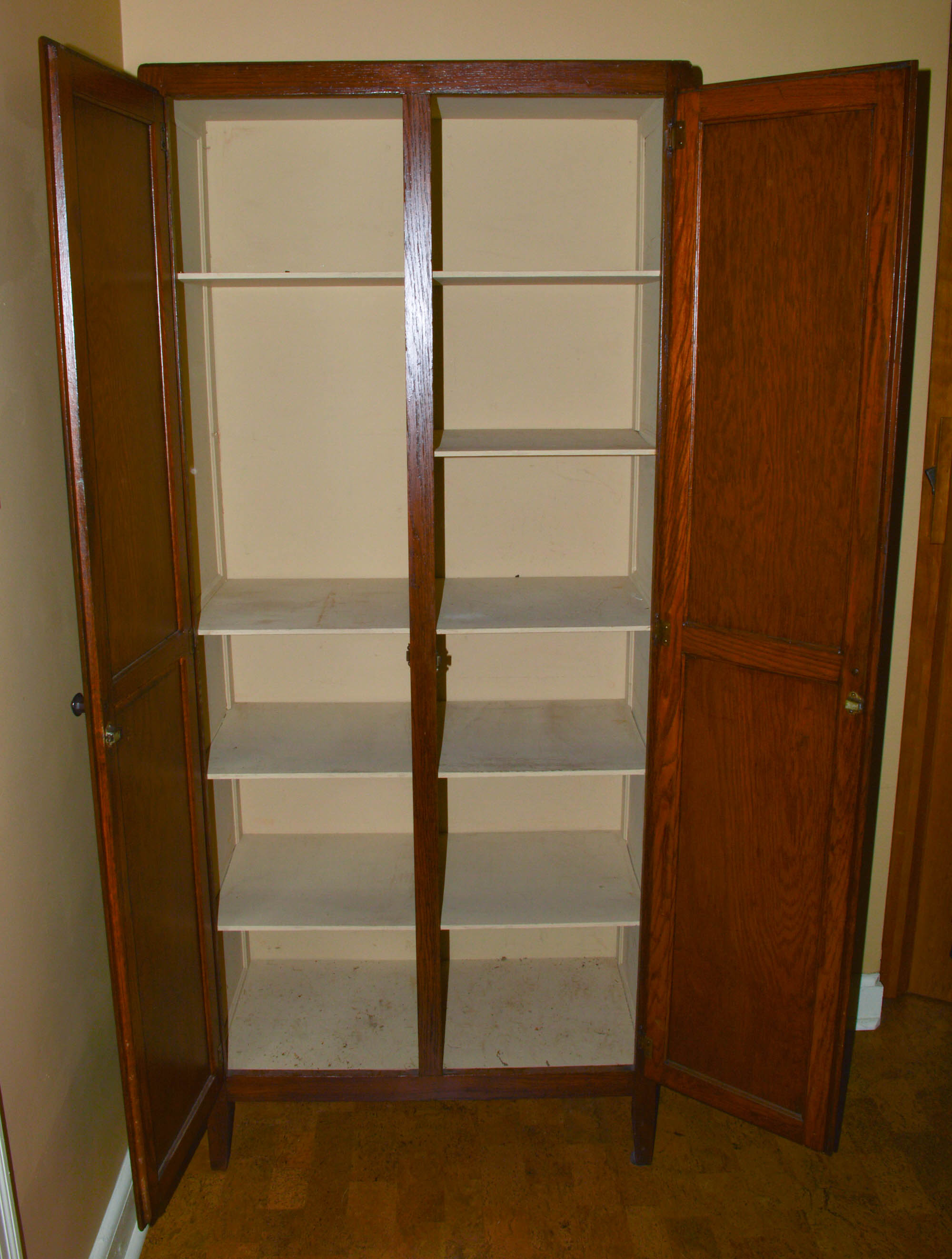 Mission Style Dark Stained Oak Cabinet