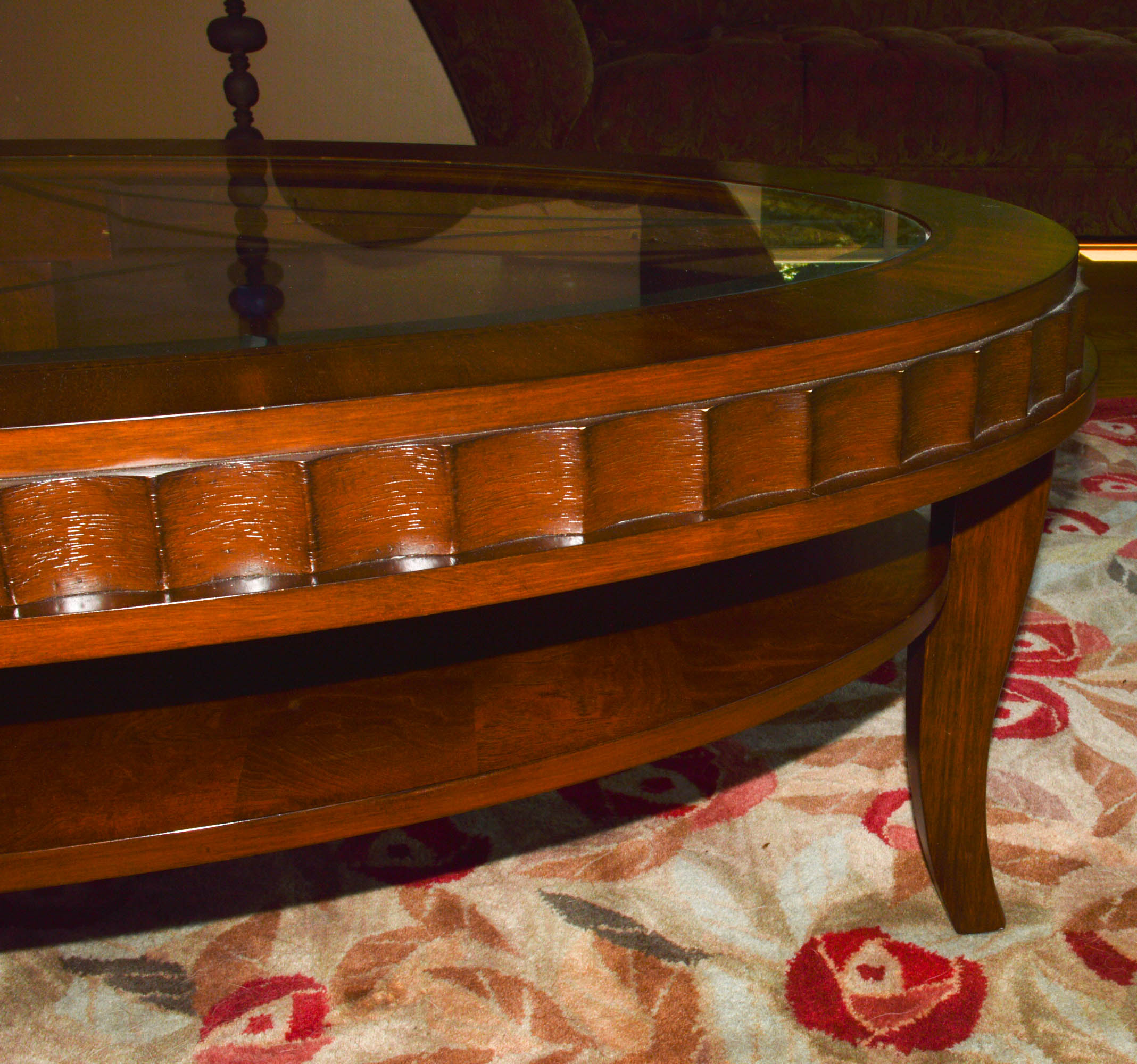Contemporary Oval Glass Top Coffee Table