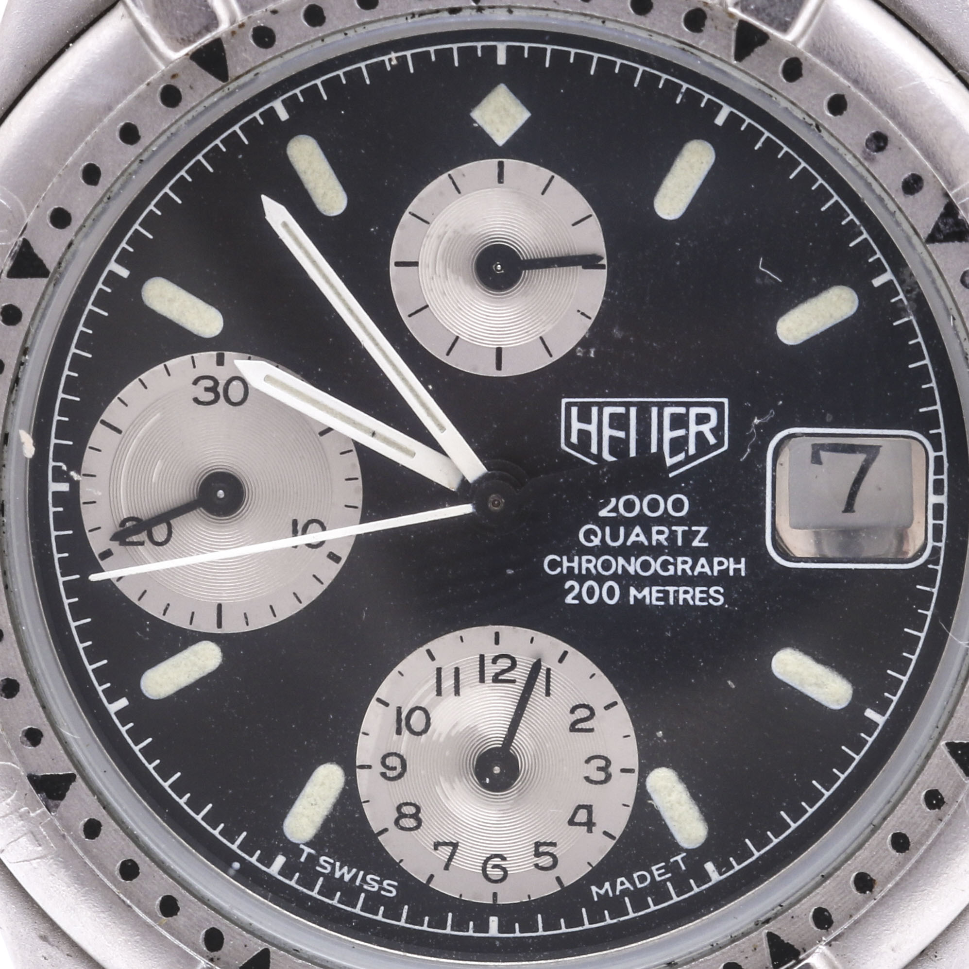 Heuer Silver Tone Stainless Steel Chronograph Wrist Watch