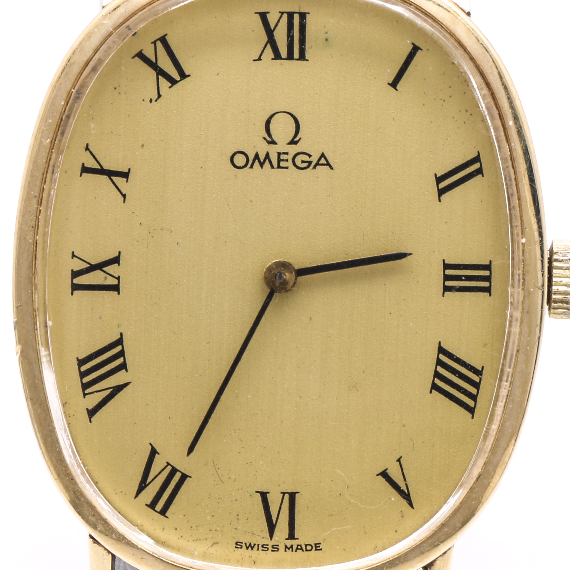 Omega 14K Yellow Gold Wrist Watch with Leather Strap