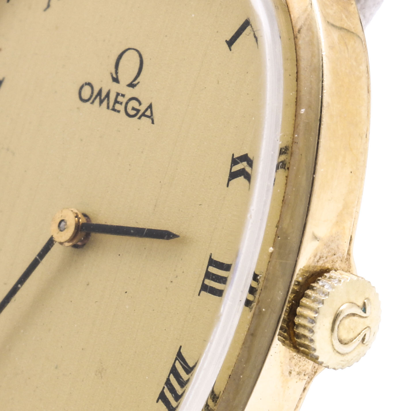Omega 14K Yellow Gold Wrist Watch with Leather Strap