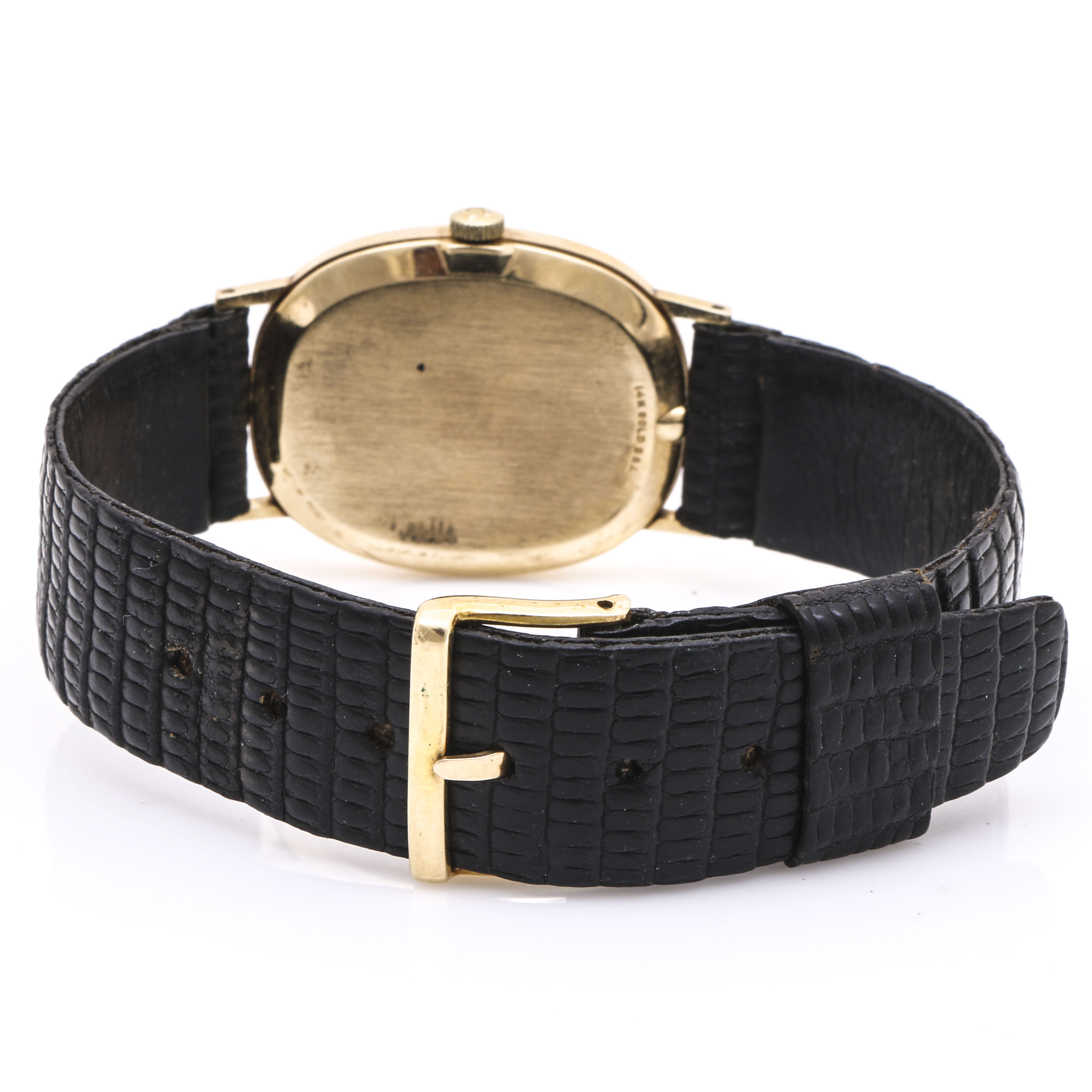 Omega 14K Yellow Gold Wrist Watch with Leather Strap