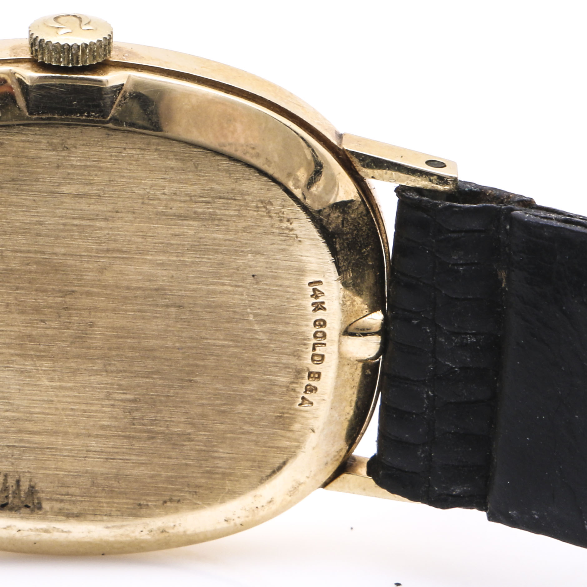 Omega 14K Yellow Gold Wrist Watch with Leather Strap