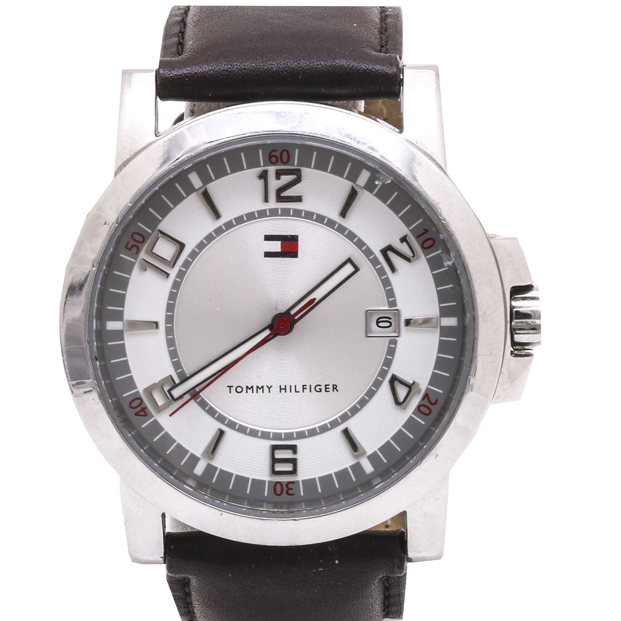 Tommy Hilfiger Stainless Steel and Leather Wrist Watch