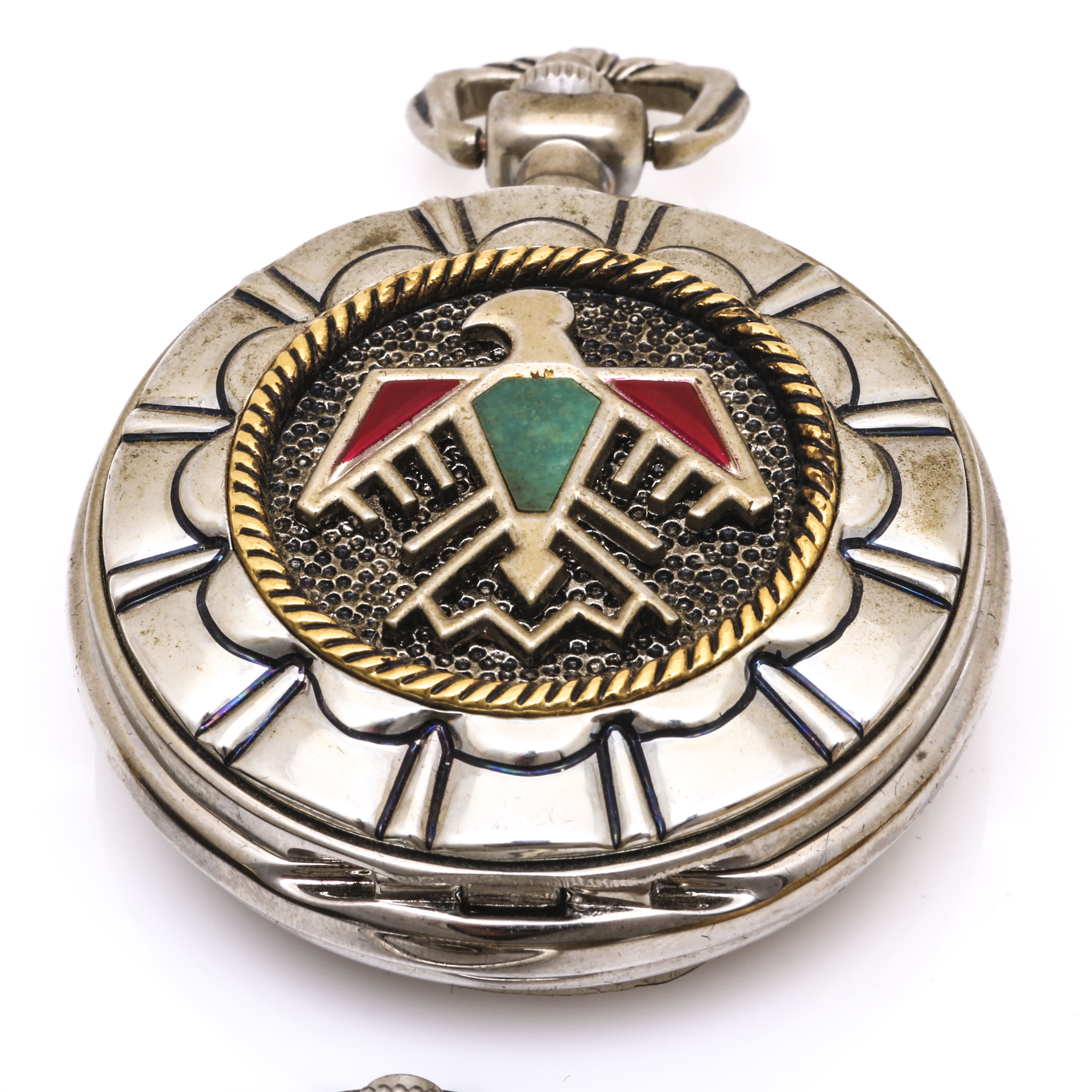 Collection of Franklin Mint Collector Pocket Watches Featuring Wolf Motifs with Display Box