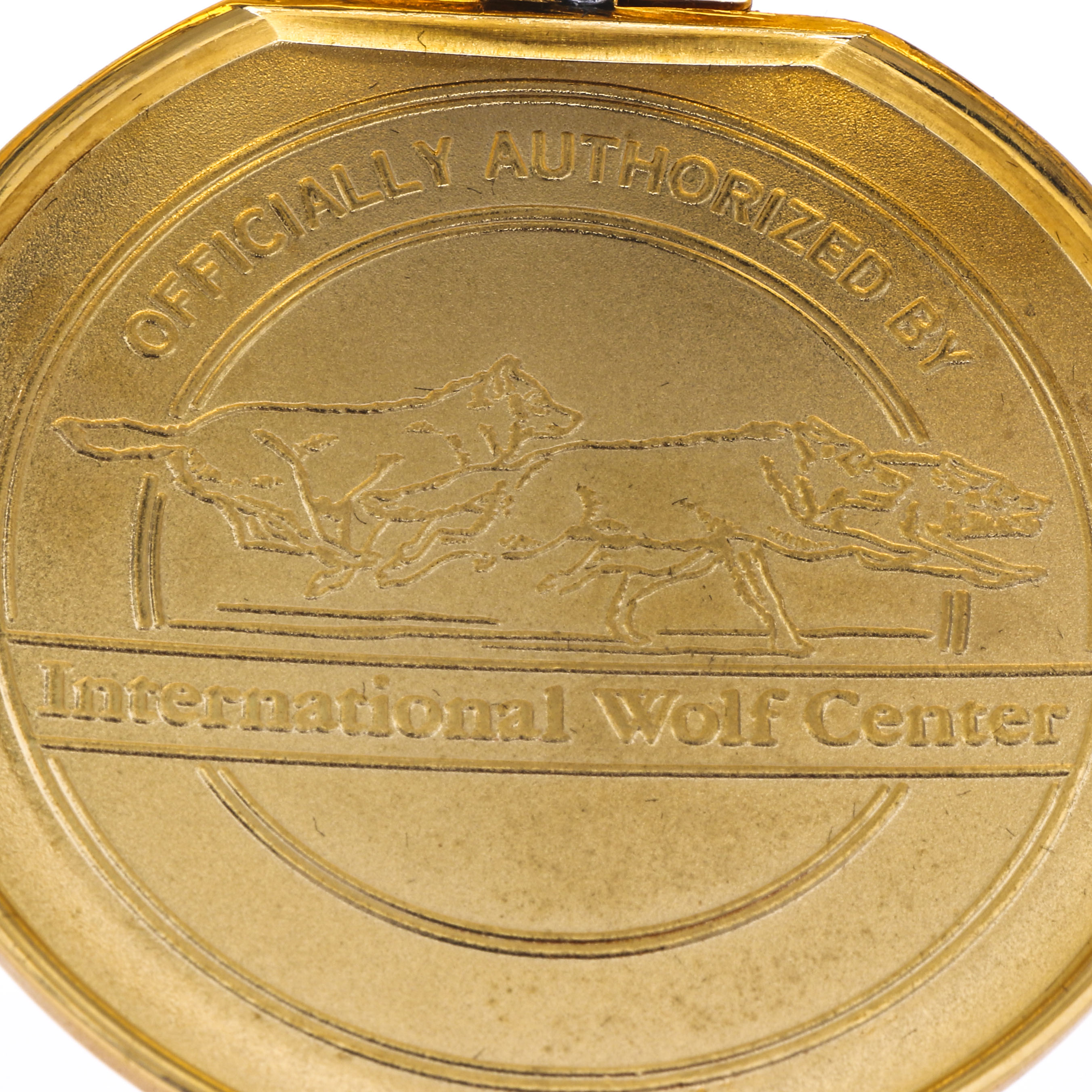 Collection of Franklin Mint Collector Pocket Watches Featuring Wolf Motifs with Display Box