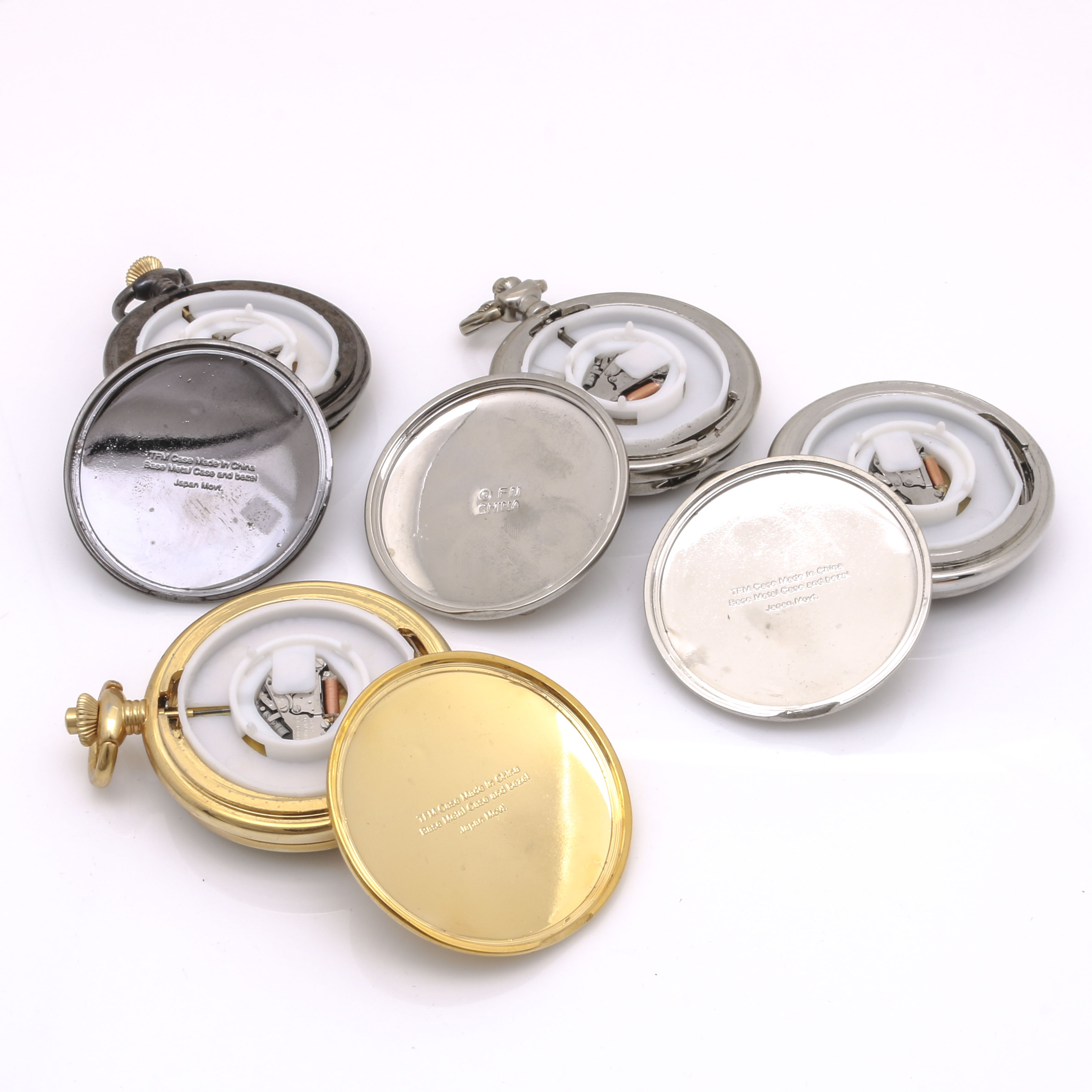 Collection of Franklin Mint Collector Pocket Watches Featuring Wolf Motifs with Display Box