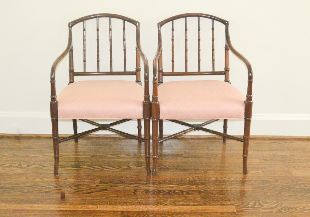 Pair of Faux Bamboo Armchairs
