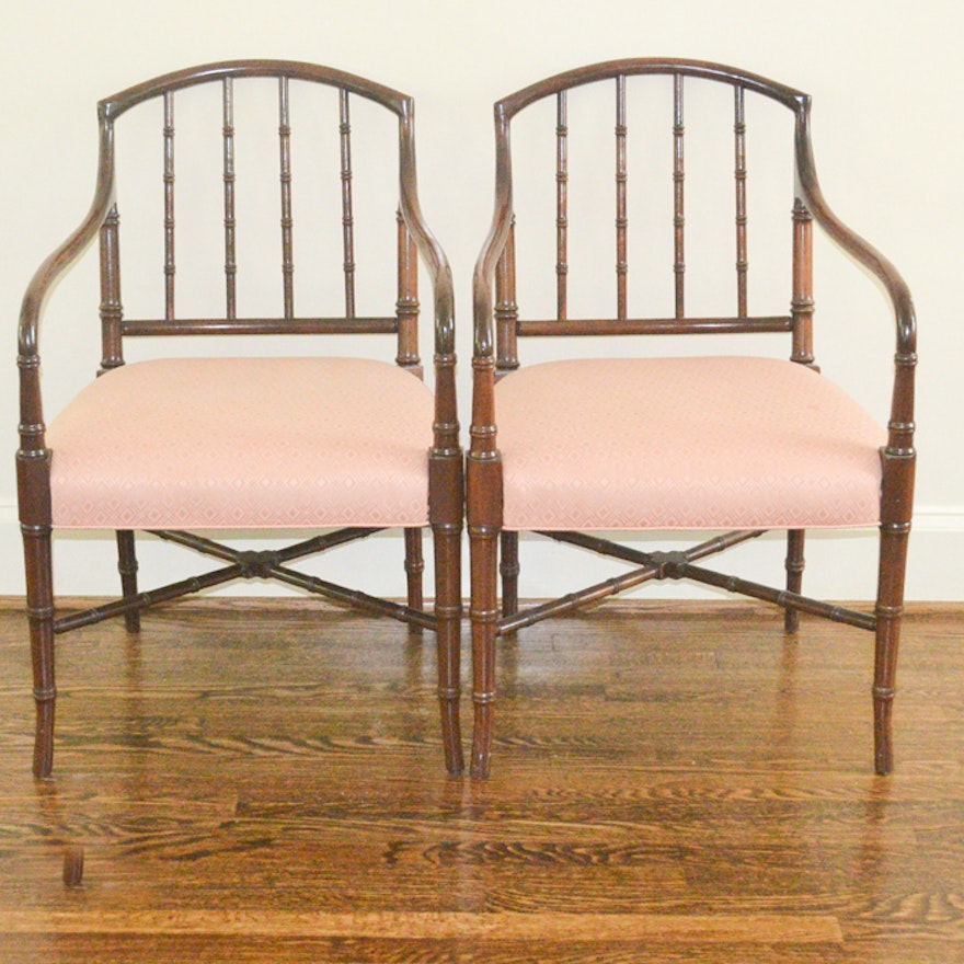 Pair of Faux Bamboo Armchairs