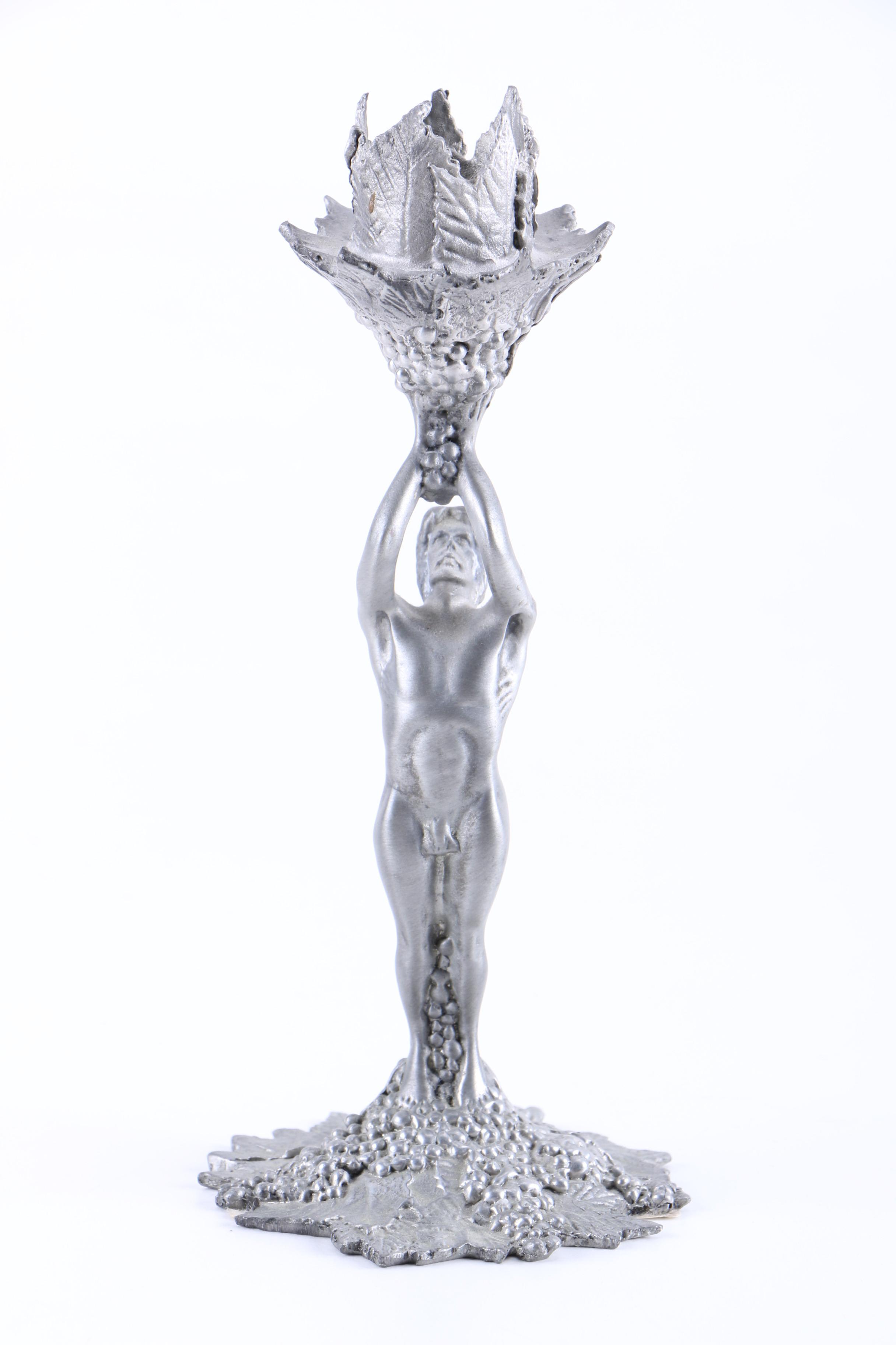 Pewter Nude Figure Candlesticks From Baker Art Foundry