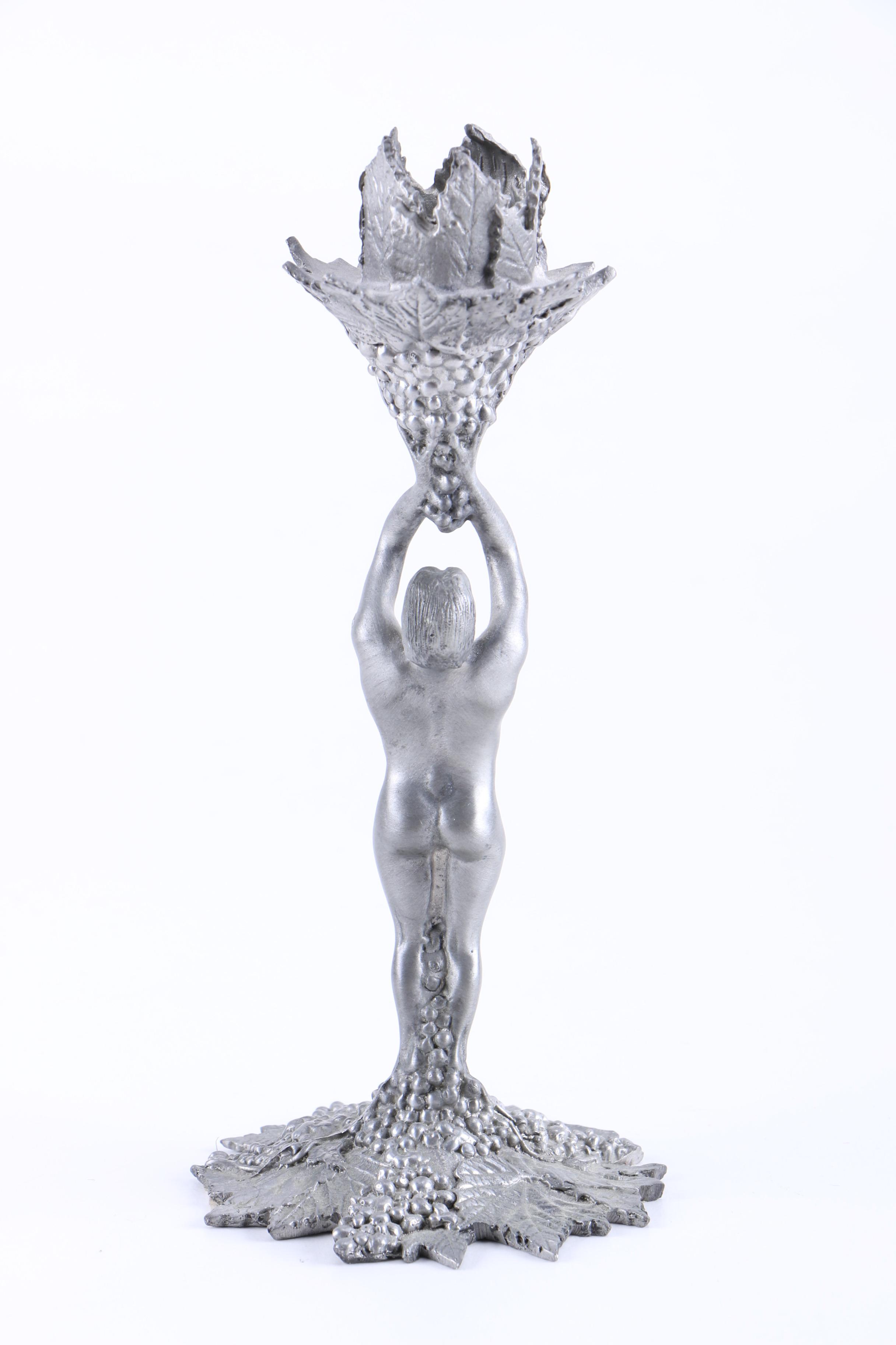 Pewter Nude Figure Candlesticks From Baker Art Foundry