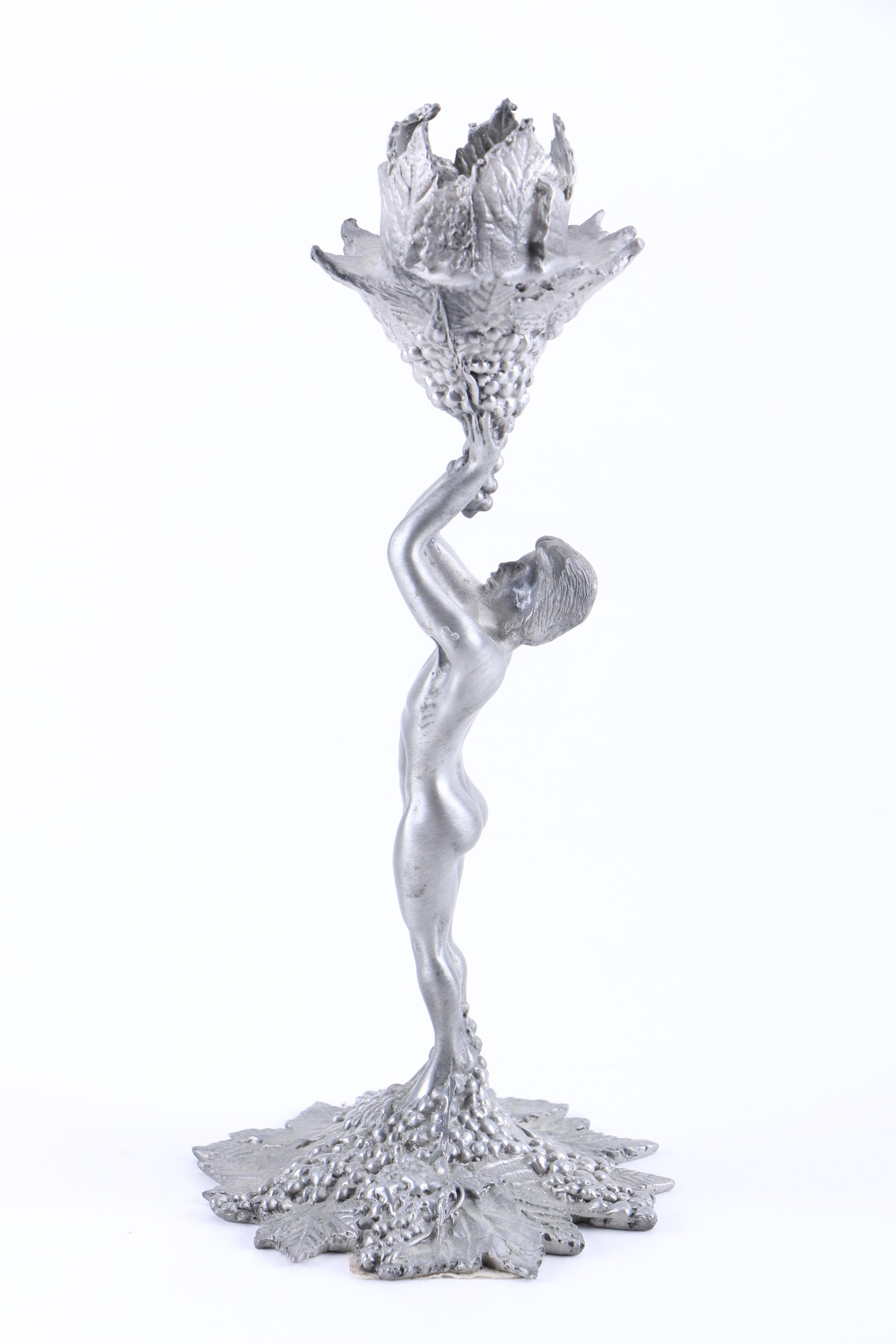 Pewter Nude Figure Candlesticks From Baker Art Foundry