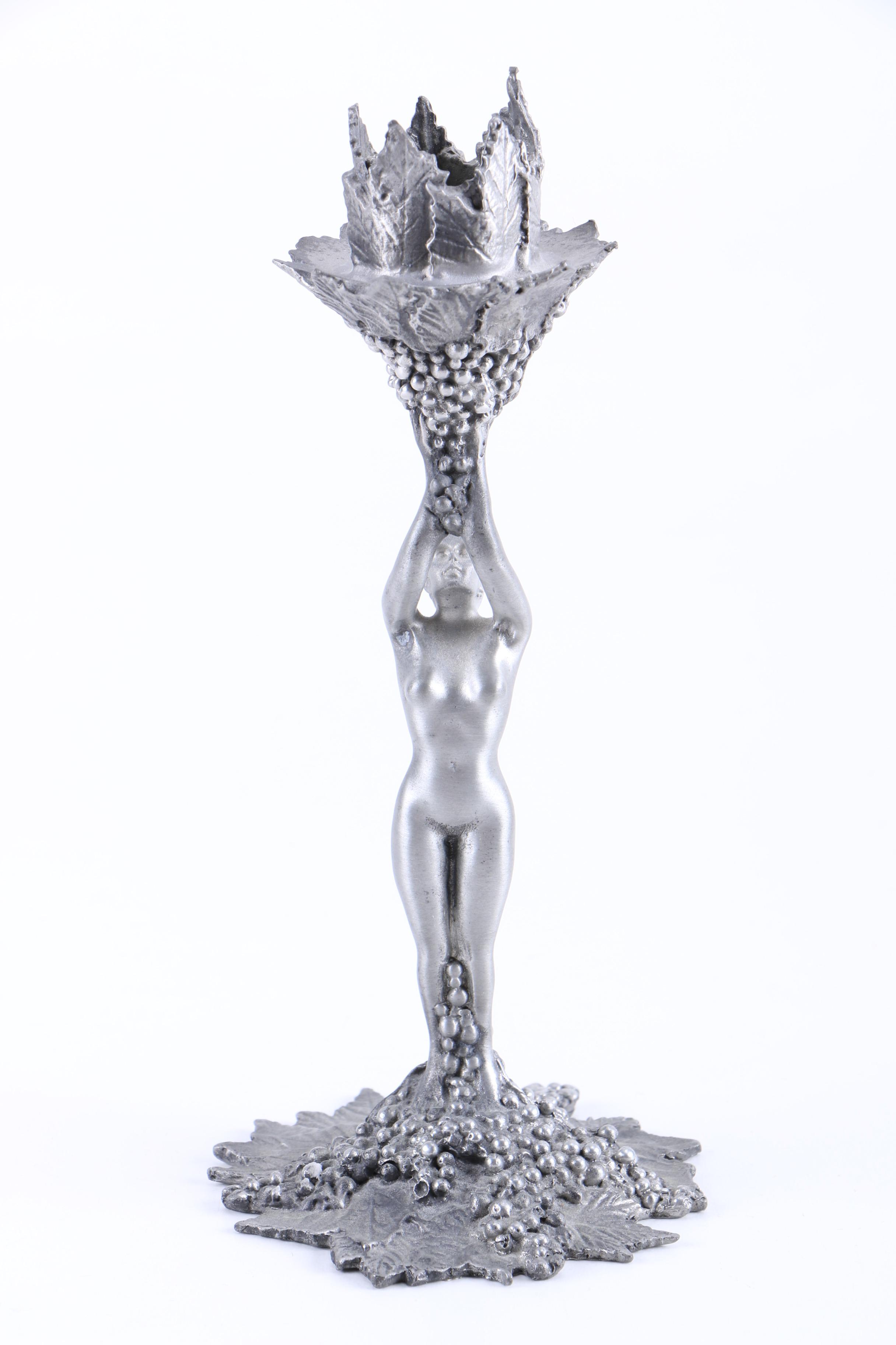 Pewter Nude Figure Candlesticks From Baker Art Foundry