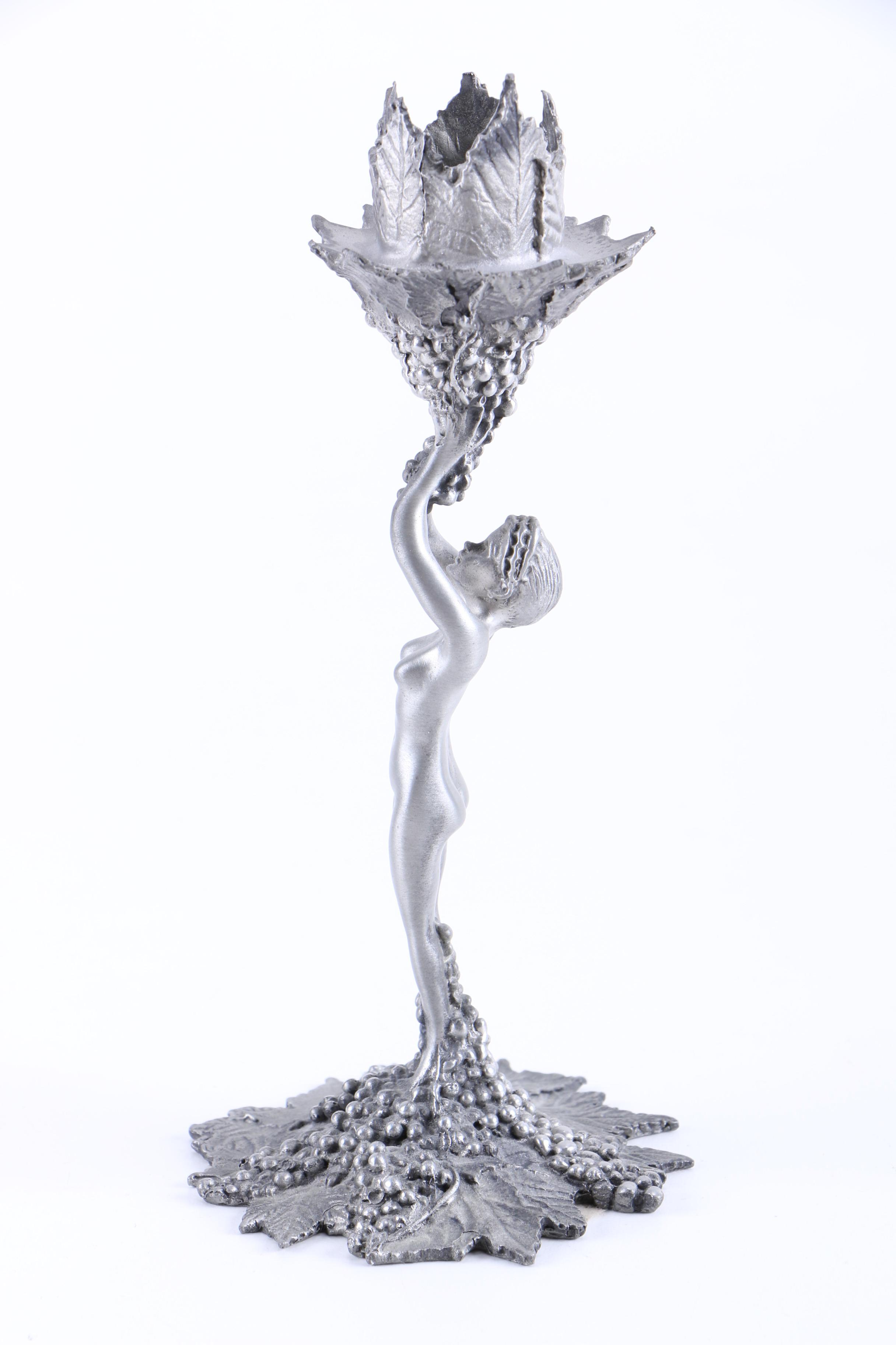 Pewter Nude Figure Candlesticks From Baker Art Foundry